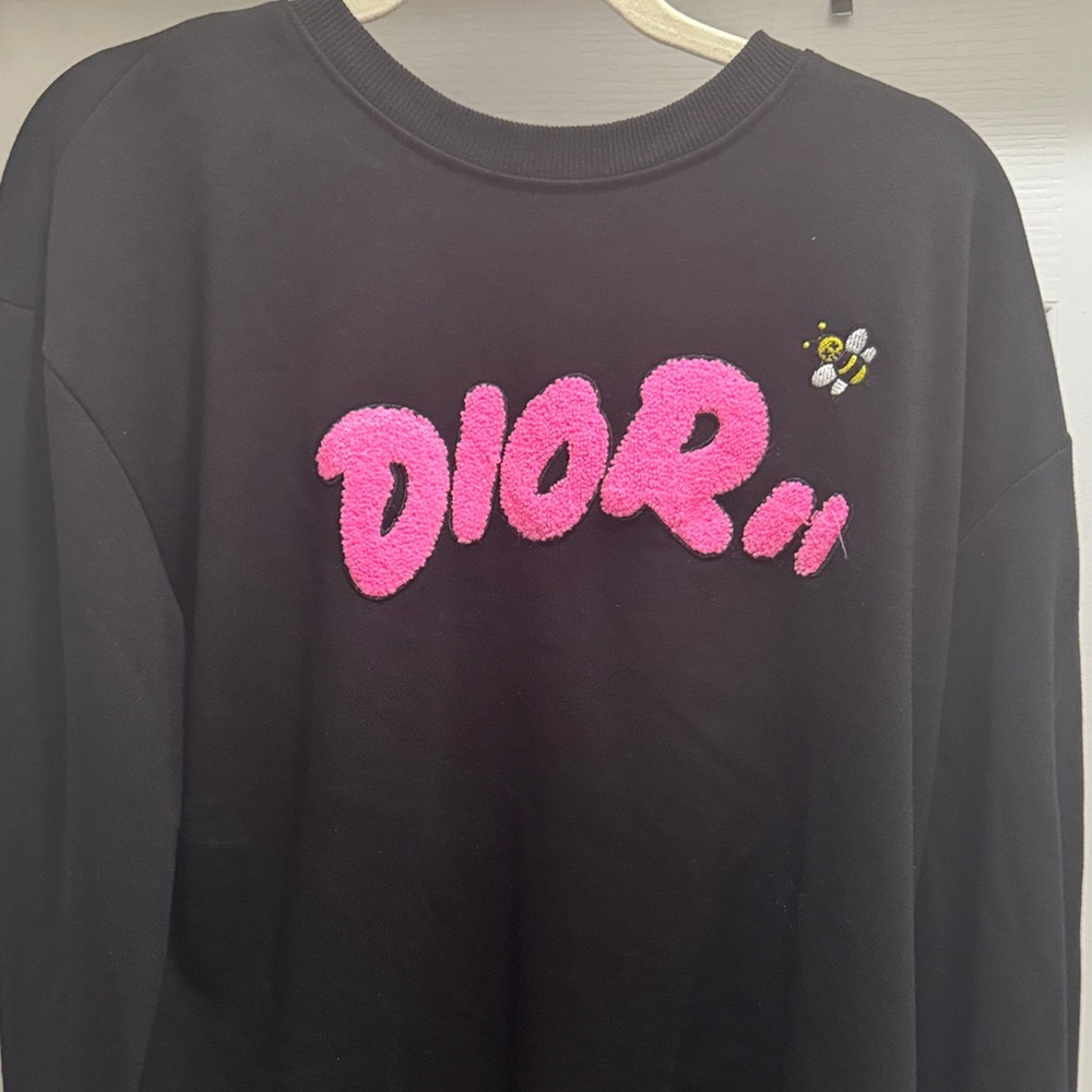 Dior Black Pullover with Vibrant Pink Logo